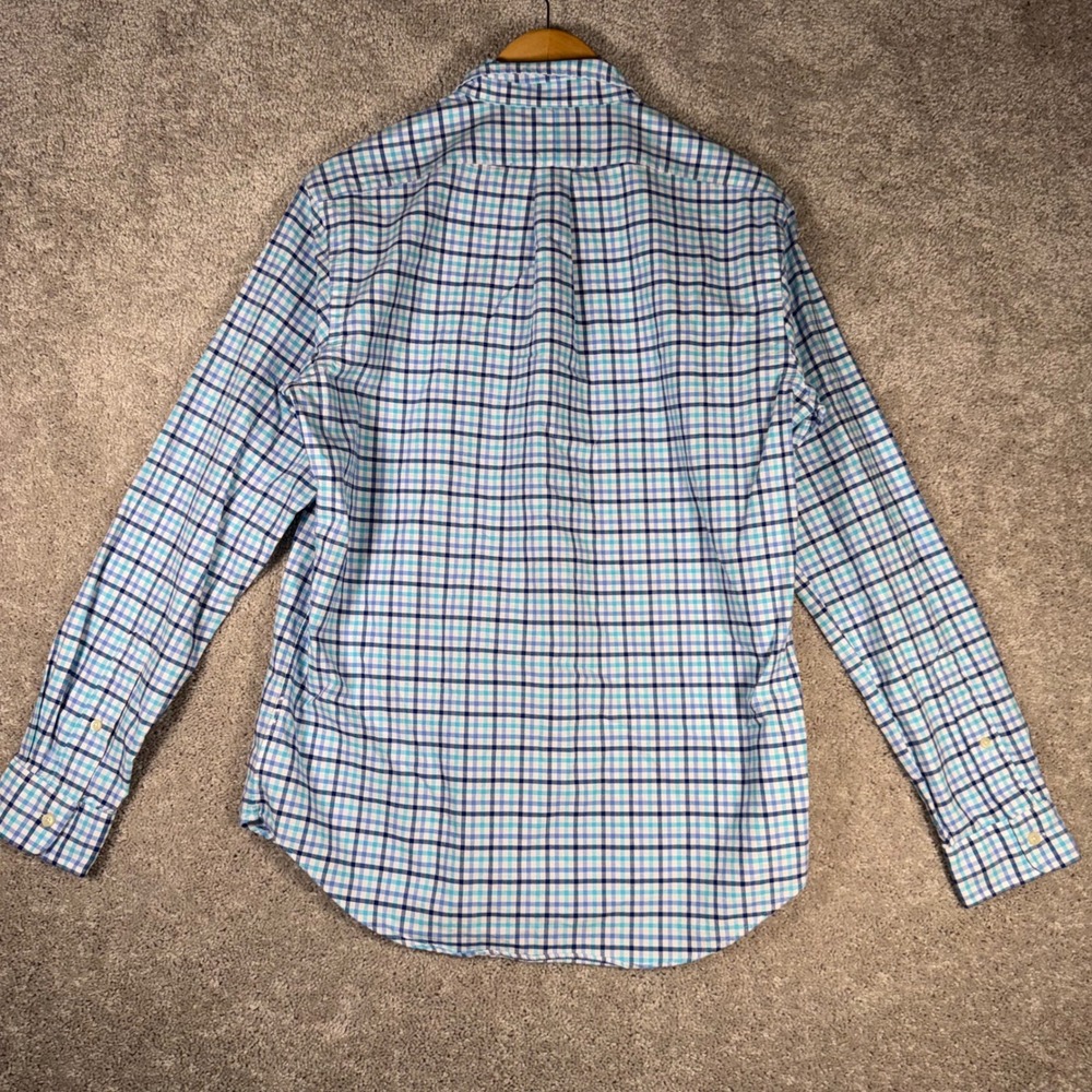 Polo Ralph Lauren Men's M Classic Fit Blue Plaid Button Down Shirt Flesh Pony - Picture 10 of 11